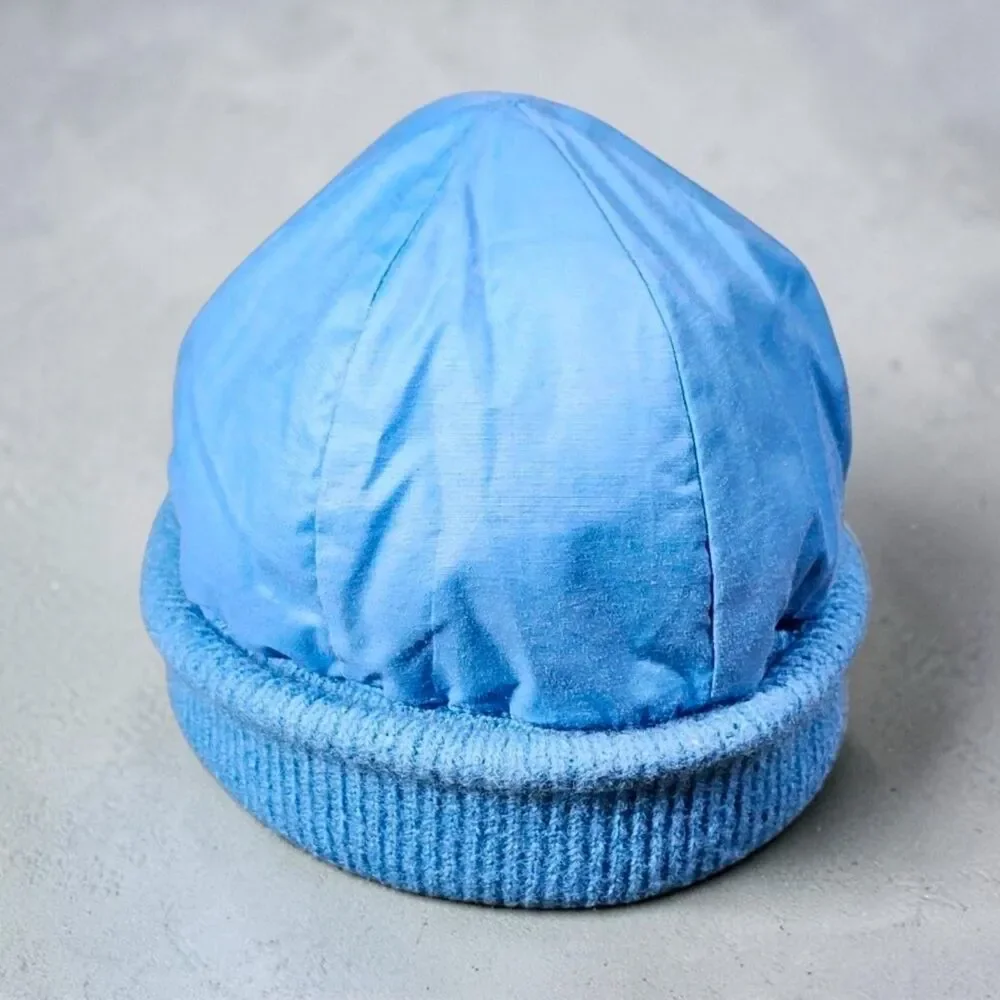 Vintage Slalom Insulated Ski Beanie Powder Blue Wool Knit Nylon Hong Kong Warm